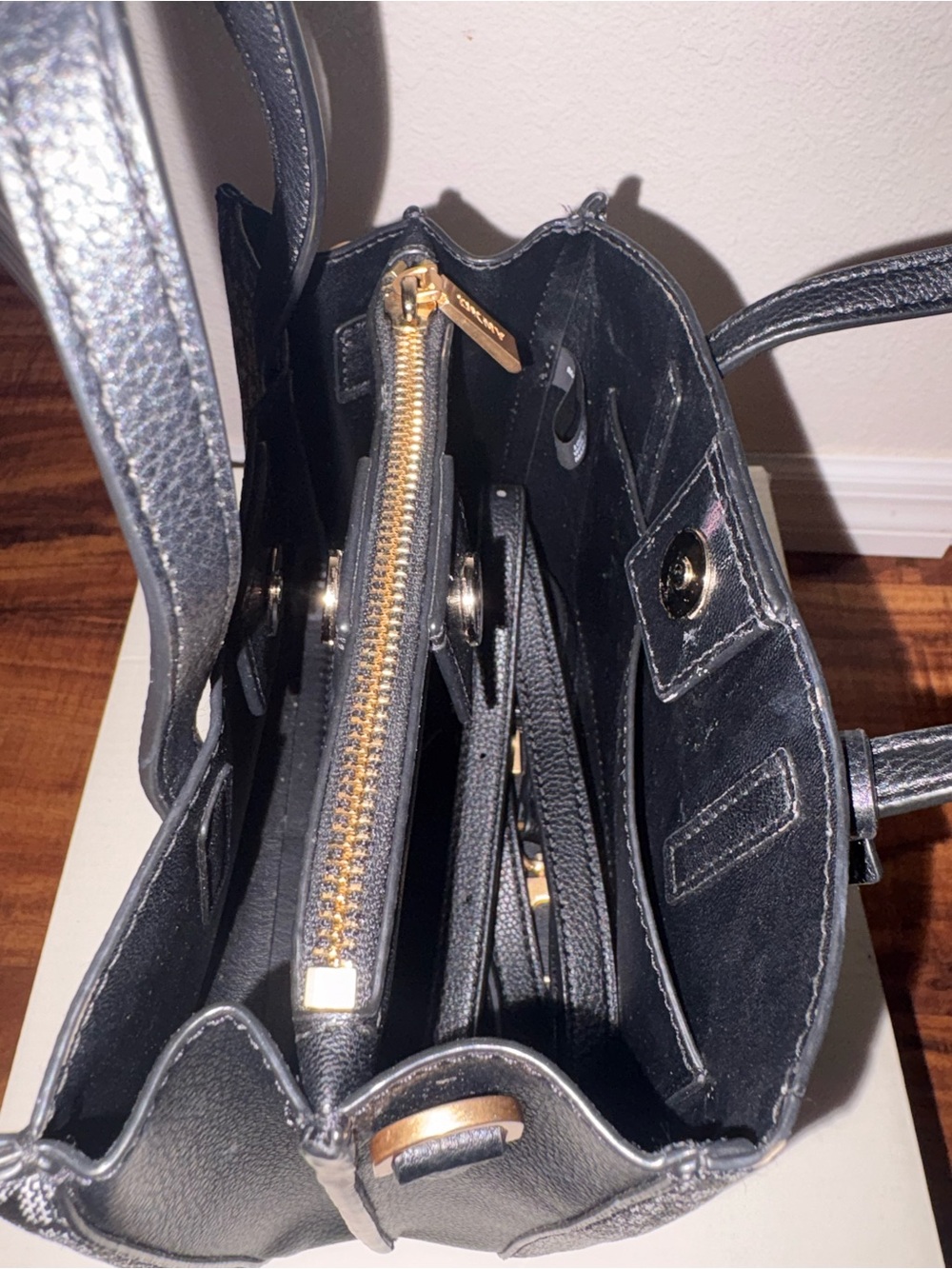 DKNY Black and White Logo Satchel and Crossbody Set - Picture 4 of 4
